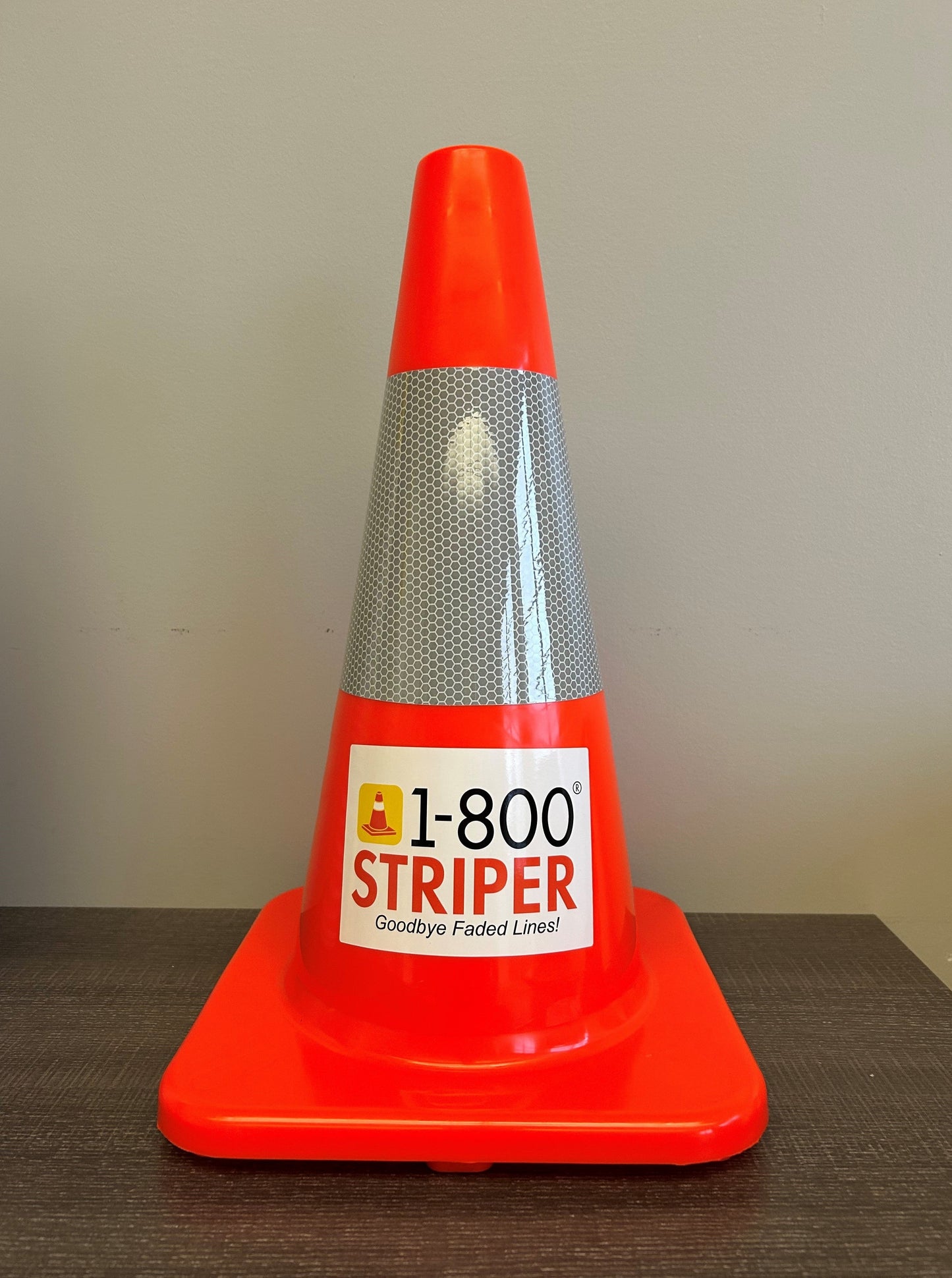 Cone 3 x 5 Vinyl Labels with 1-800-STRIPER Logo
