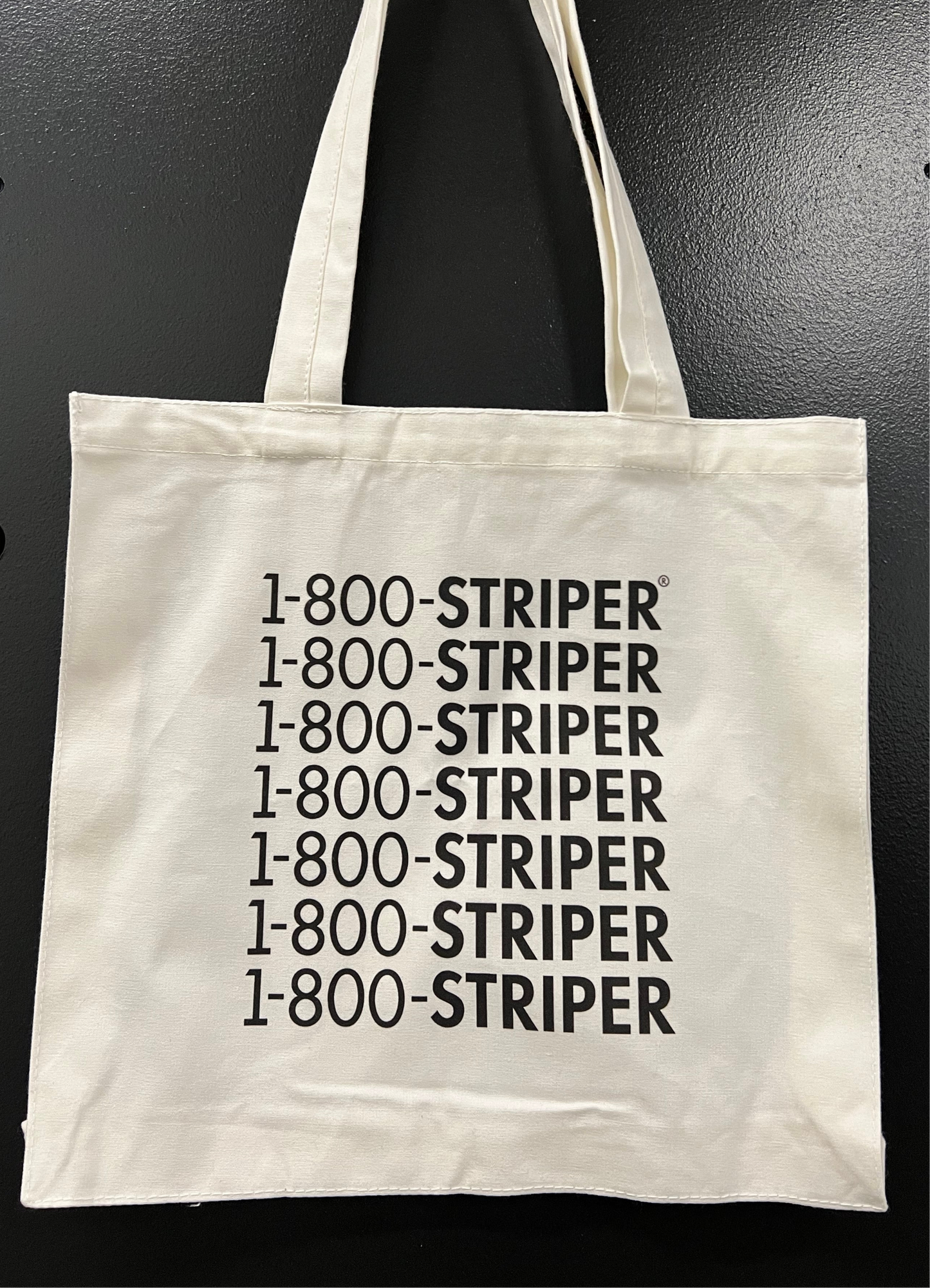 1-800-STRIPER tote bag